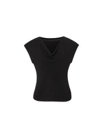 Tencel Mulberry Silk Cowl Neck Women Cap Sleeve Knit Top GOELIA