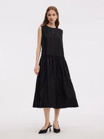 18MM Xiang Yun Silk Sleeveless Women Self-Tie Belt Maxi Dress GOELIA