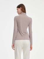 [Preview] Tencel Acetate Silk Blend Women Mock Neck Knit Top GOELIA