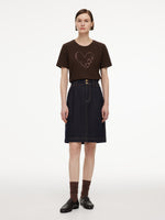 100% Cotton Denim Women Midi Skirt GOELIA