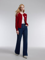 100% Wool Sheep Embroidered Women Cardigan GOELIA