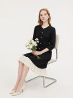 Tencel Blend 3/4 Sleeve Color Block Women Knit Mini Dress GOELIA