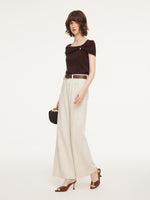 Tencel Cotton Blend Denim Women Straight Wide Leg Jeans GOELIA