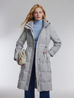 [Preview] Drawstring Waist Hooded Goose Down Overcoat GOELIA