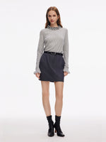 Ruffle Neckline Women Knit Top GOELIA