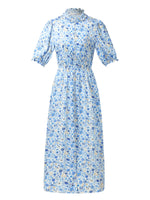 19MM Mulberry Silk Floral Print Ruffle Collar Maxi Dress GOELIA