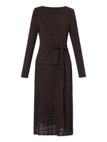 Tencel Wool Blend Tie Front Knit Top And Crochet Skirt Two-Piece Set GOELIA