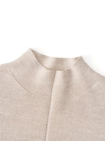 100% Wool Seamless Mock Neck Women Knit Top GOELIA