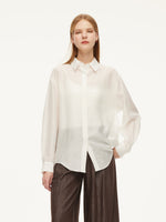 Tencel Acetate Linen Blend Women Sheer Oversized Shirt & Camisole Two-Piece Set GOELIA