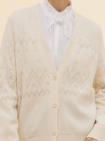 100% Wool Jacquard Women Cardigan GOELIA