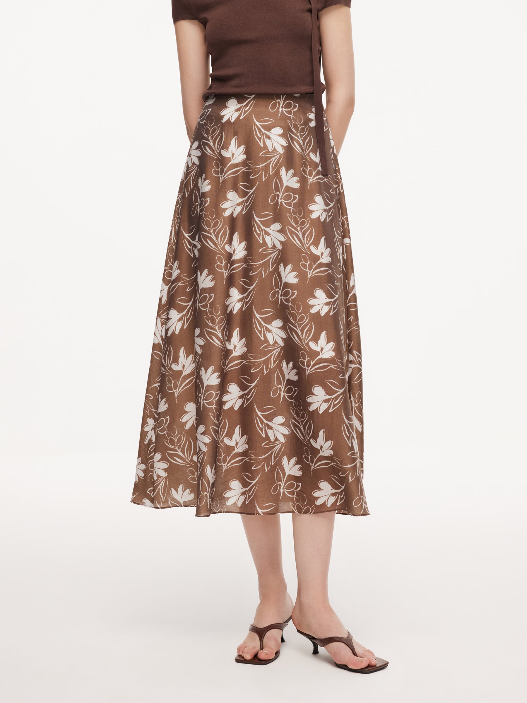 Tencel Blend Floral Print Women Skirt GOELIA