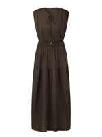 22MM Mulberry Silk Smocked Waist Women Maxi Dress GOELIA