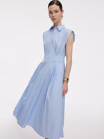 Gathered Waist Women Sleeveless Shirt Maxi Dress GOELIA