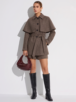 100% Washable Merino Wool Women Wrap Cape Coat GOELIA