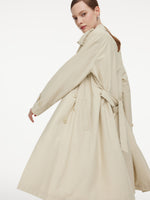 Cotton Blend Double-Breasted Women Belted Trench Coat GOELIA