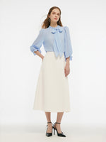 Acetate Blend Ruffle Blouse And Skirt Two-Piece Set GOELIA