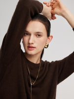 100% Brushed Wool Crew Neck Women Sweater GOELIA