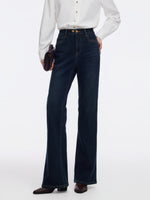 Denim Fleece Lined Women Flared Jeans GOELIA