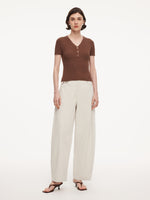 Tencel Blend V-Neck Women Glittering Knit Top GOELIA