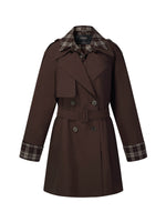 Mock Layered H-Line Women Belted Trench Coat GOELIA