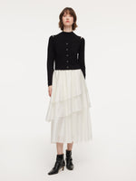Lyocell Wool Blend Off Shoulder Knit Top And Sleeveless Tiered Dress Two-Piece Set GOELIA