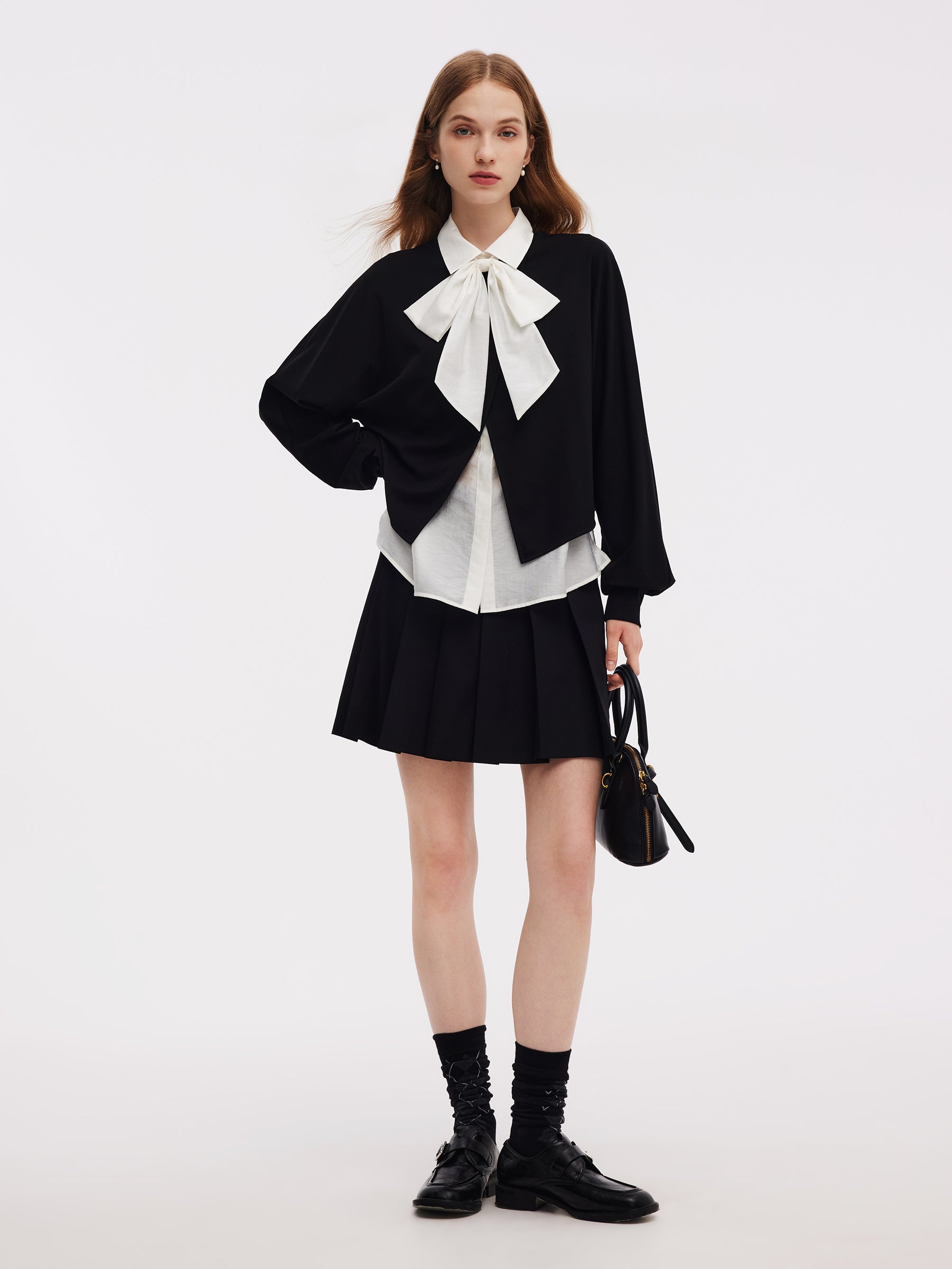 Front Slit Knit Top And Sleeveless Shirt Two-Piece Set GOELIA