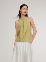 100% Linen Women Halter Tank Top GOELIA