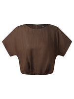 100% Linen Women Bud Sleeve Top GOELIA