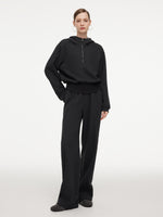 Half-Zip Hooded Knit Top And Pants Two-Piece Set GOELIA