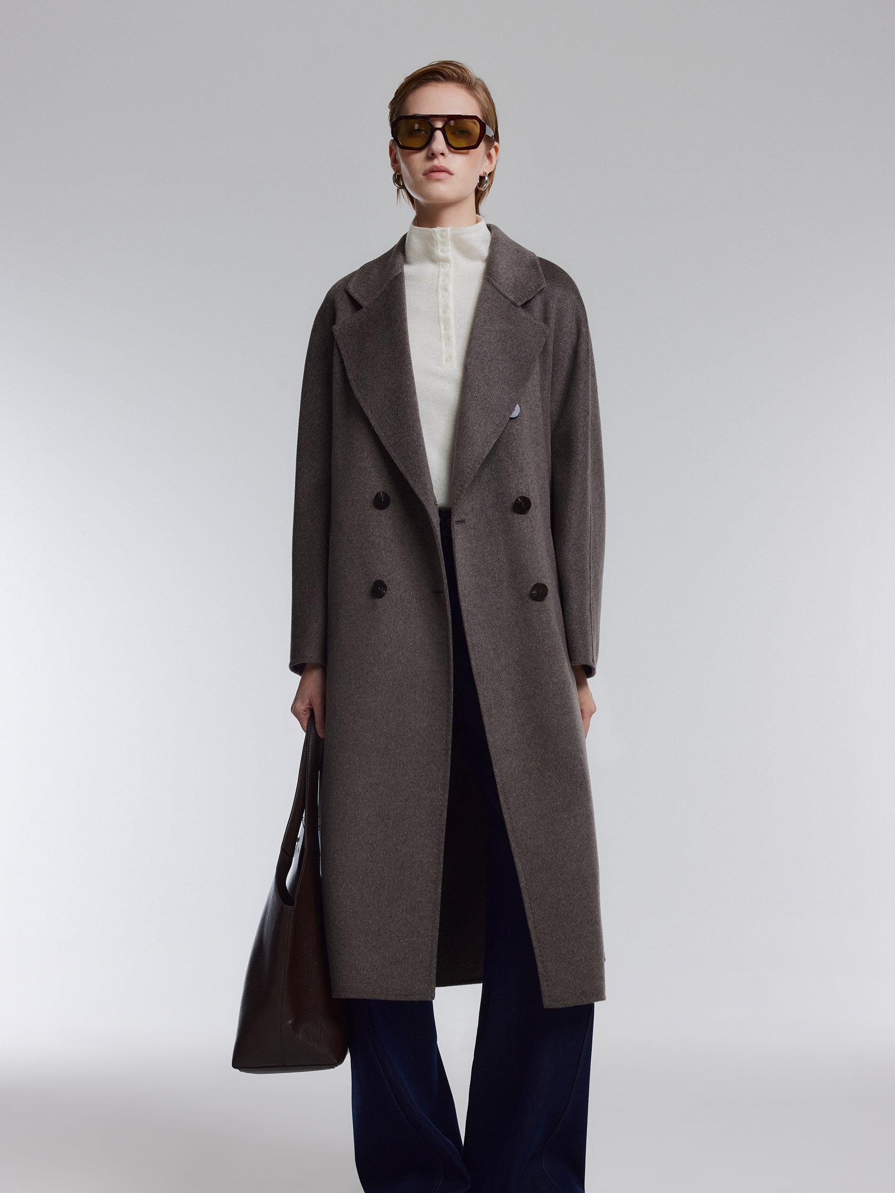 [Preview] Wool Cashmere Double-Faced Women Wrap Overcoat GOELIA