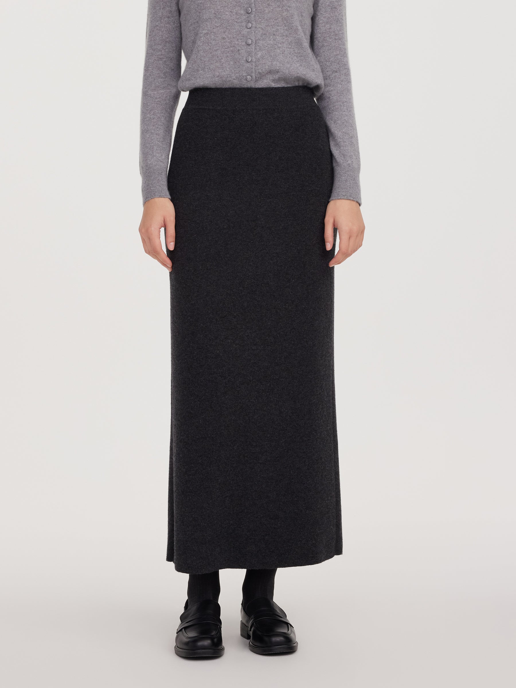Wool Blend Back Slit Women Knit Skirt GOELIA