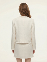 Wool Blend Tweed Fringe Trim Women Jacket GOELIA