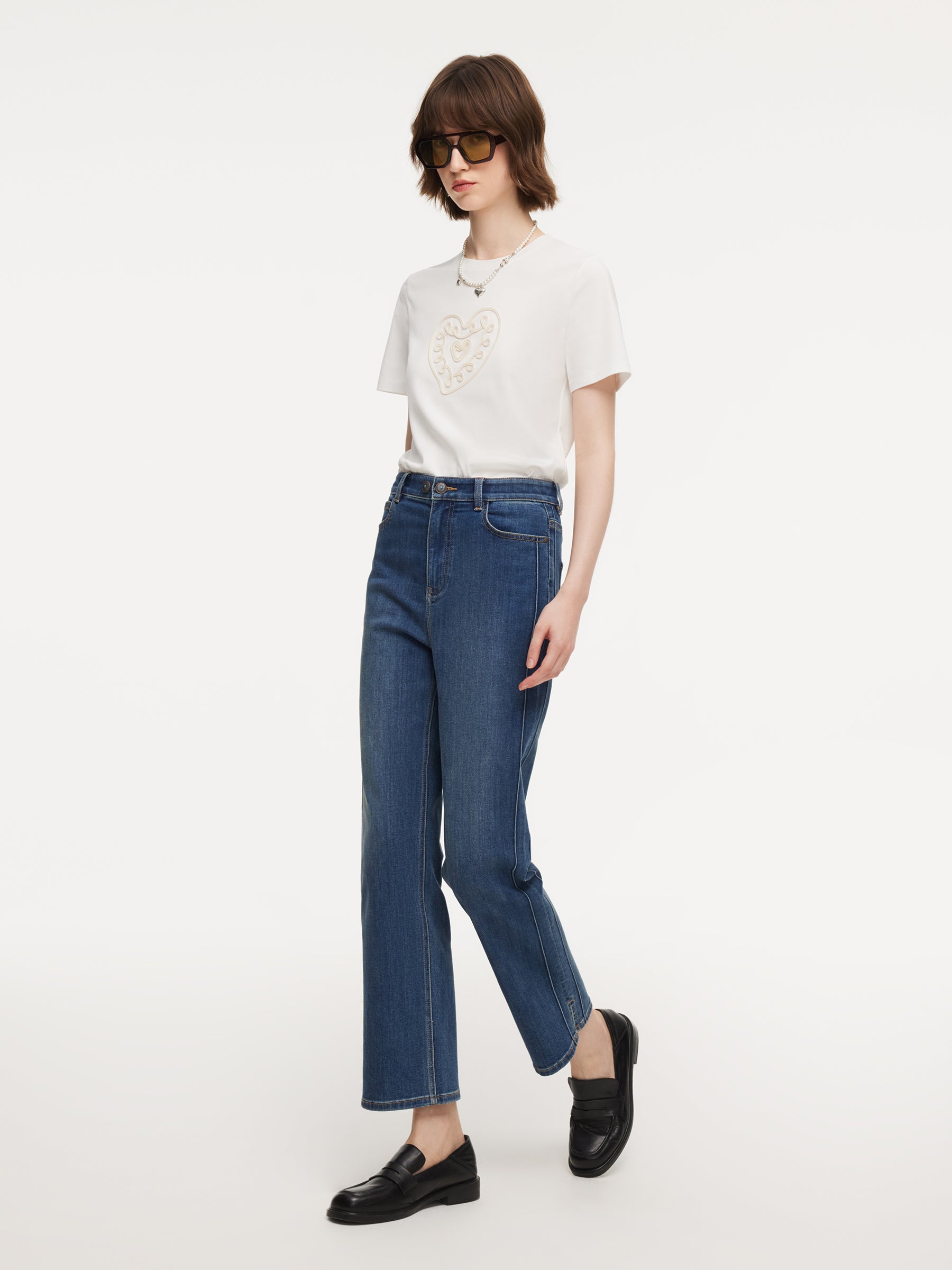 [Preview] Acetate Blend Denim Adjustable Waist Women Ankle Length Jeans GOELIA