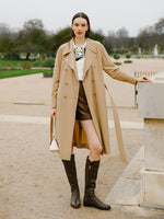 22 Momme Mulberry Silk Women Trench Coat With Belt GOELIA
