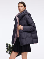 Color Block Goose Down Jacket With Detachable Hood GOELIA