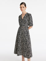 Iris Print V-Neck Tied Women Midi Dress GOELIA