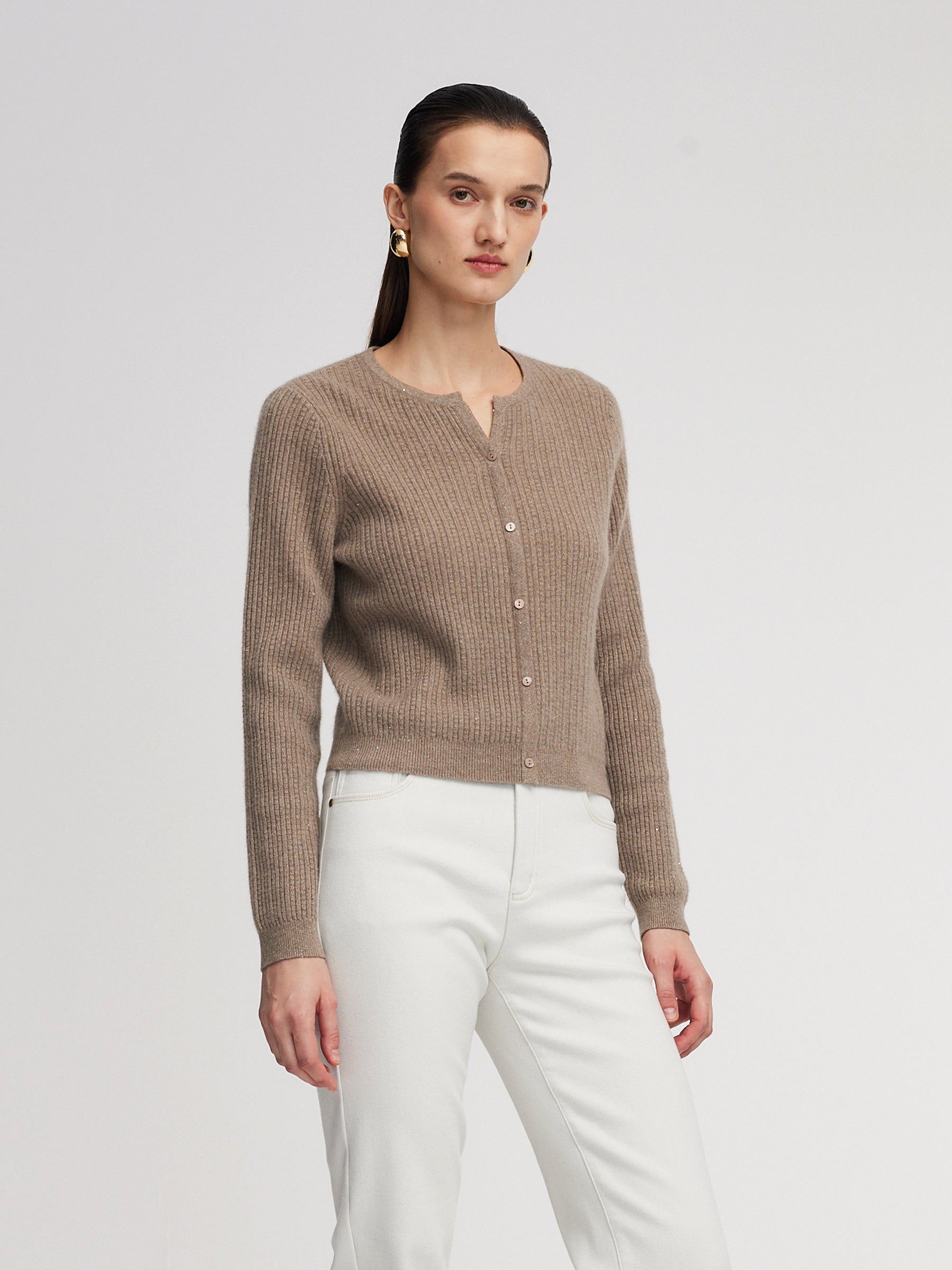 [Preview] Cashmere Blend Sequins Women Knit Top GOELIA