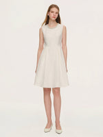 [Preview] Jacquard Beaded Neckline Women Sleeveless Midi Dress GOELIA