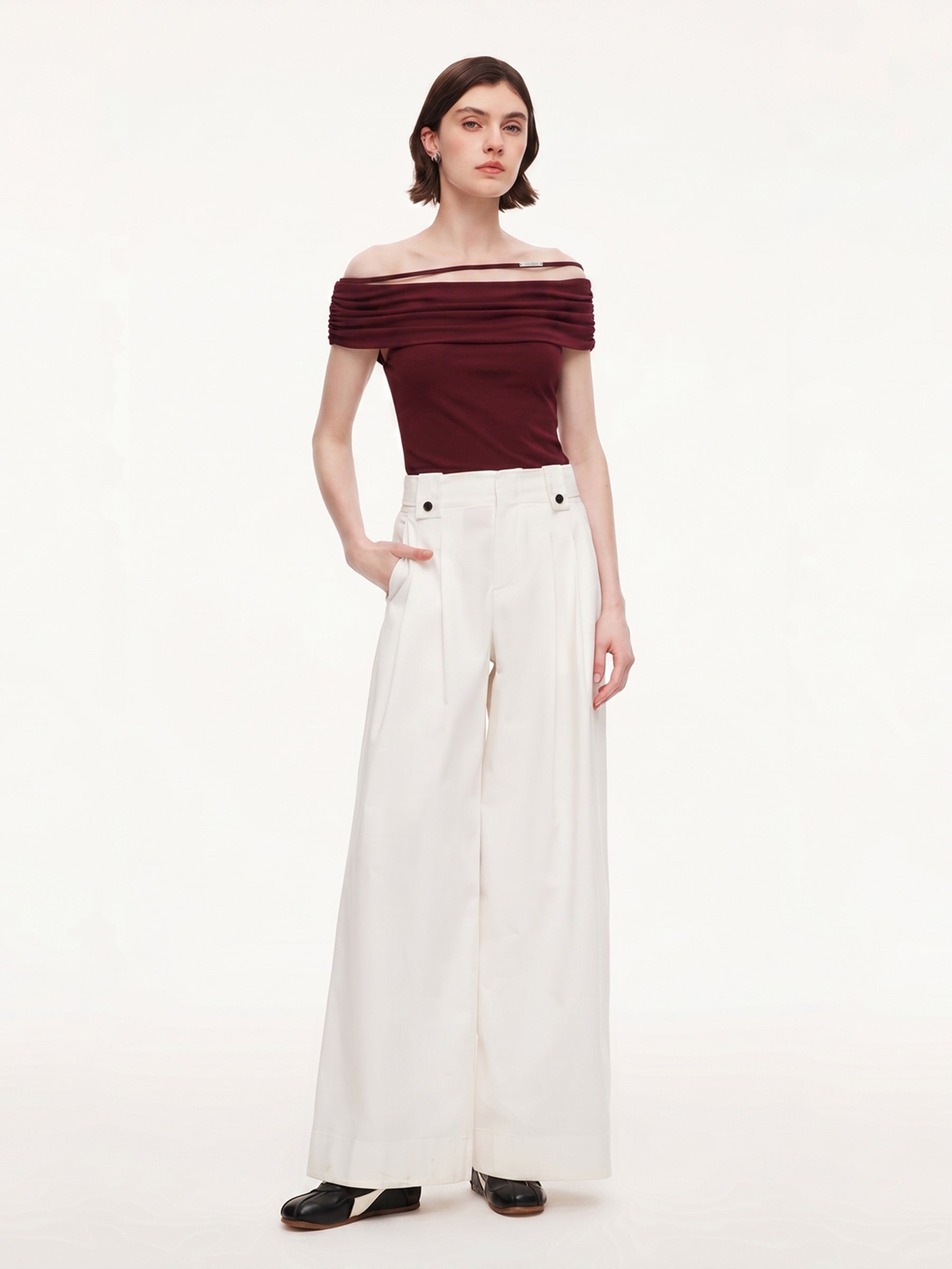 Modal Off Shoulder Women Stretchy Knit Top GOELIA