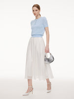 Tencel Blend Knit Top And A-Line Skirt Two-Piece Set With Detachable 3D Crochet Flowers GOELIA