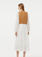 Faux Suede Vest And Maxi Dress Two-Piece Set GOELIA