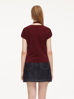 [Preview] Lyocell Blend V-Neck Women Cardigan With Ribbon GOELIA