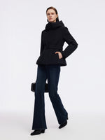 Gathered Waist Hooded Goose Down Jacket With Belt GOELIA