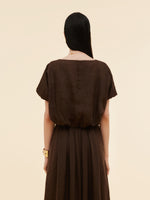 100% Linen Women Bud Sleeve Top GOELIA