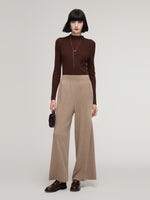 Cashmere Wool Blend Straight Wide Leg Women Pants GOELIA