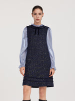 Tweed Faux Two-Piece Women Mini Dress GOELIA