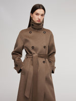 Cashmere Wool Blend Double-Faced Unisex Wrap Overcoat GOELIA