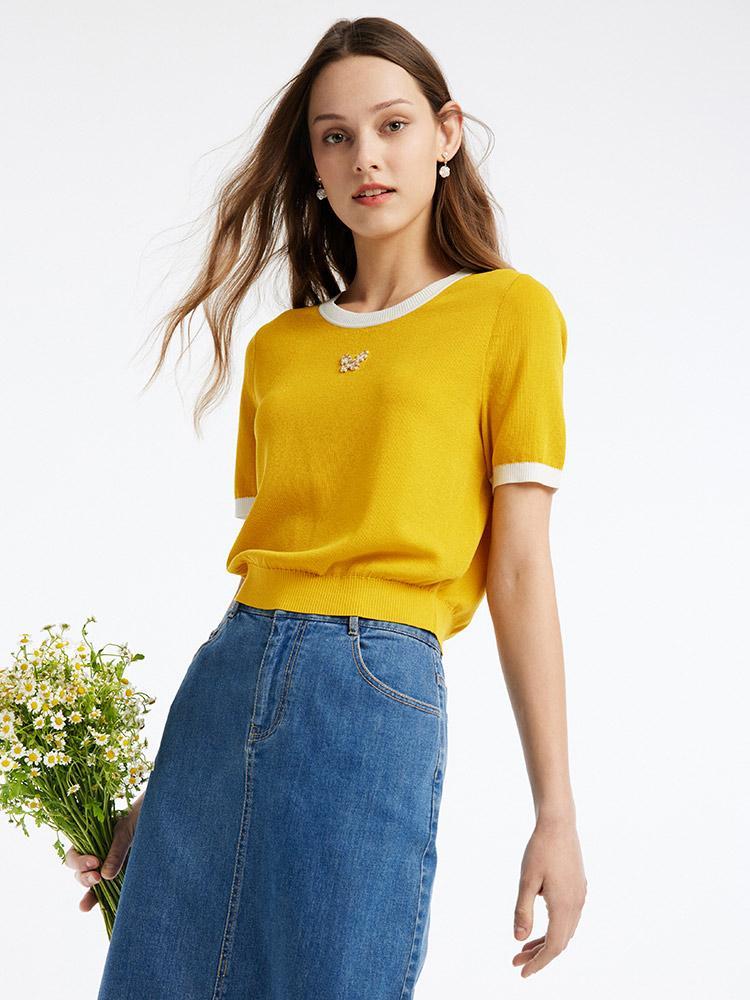Round Neck Mulberry Silk Top GOELIA