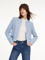 Cotton Wool Blend Women Tweed Cropped Jacket GOELIA