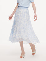 10MM Mulberry Silk Floral Print Women Skirt With Scrunchie GOELIA